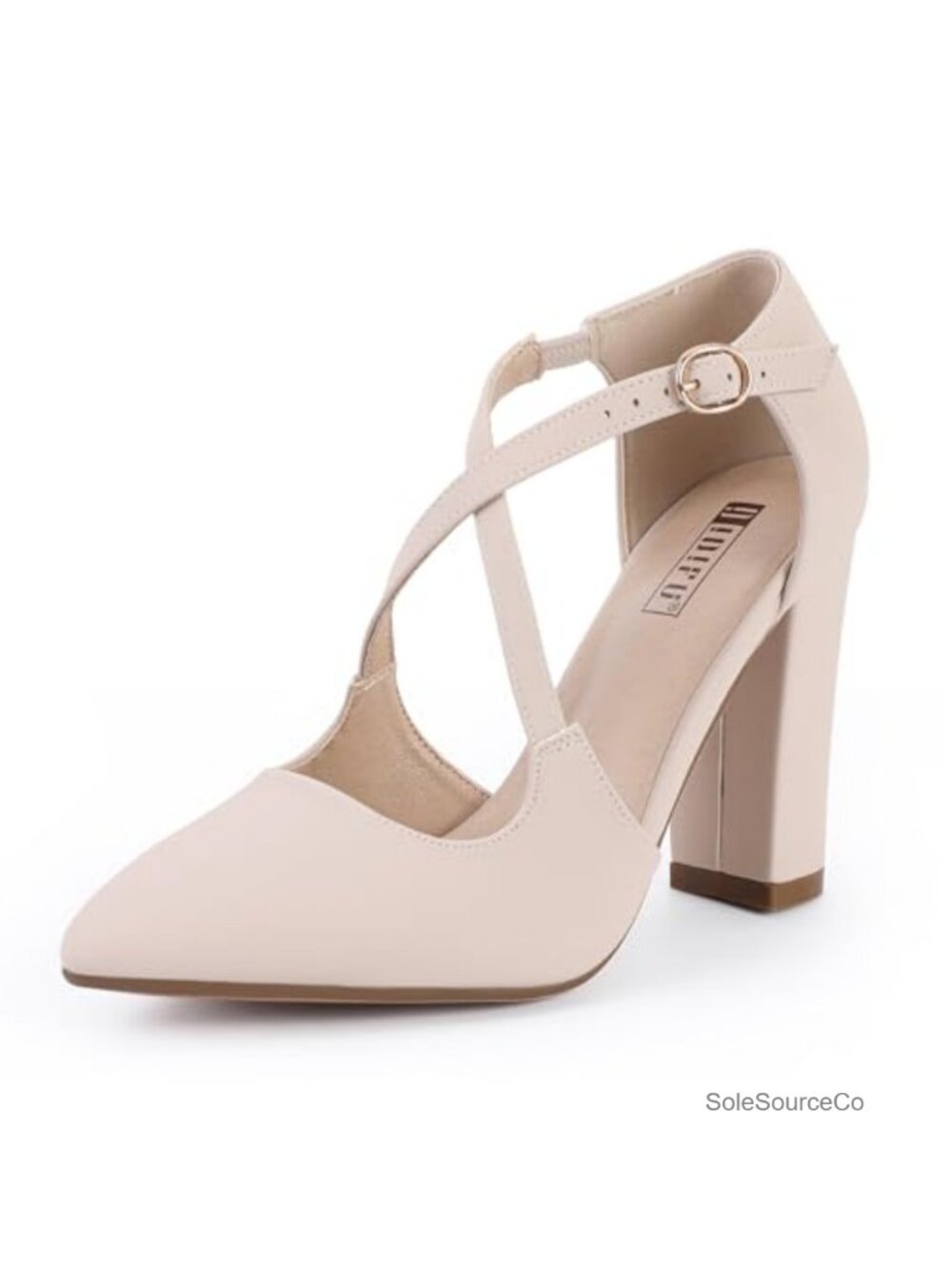 Chunky High Heel Pumps Strappy Block Heels Cushioned Dress Shoes